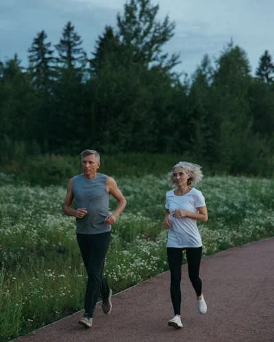 Couple running in nature